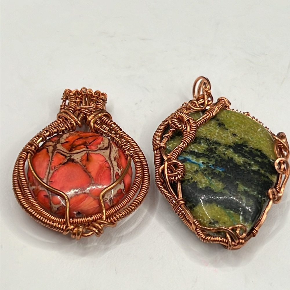 Copper Wire Wrapped Stone Pendants - image 2